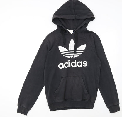 Adidas Womens Black XS Pullover Hoodie with Logo Print