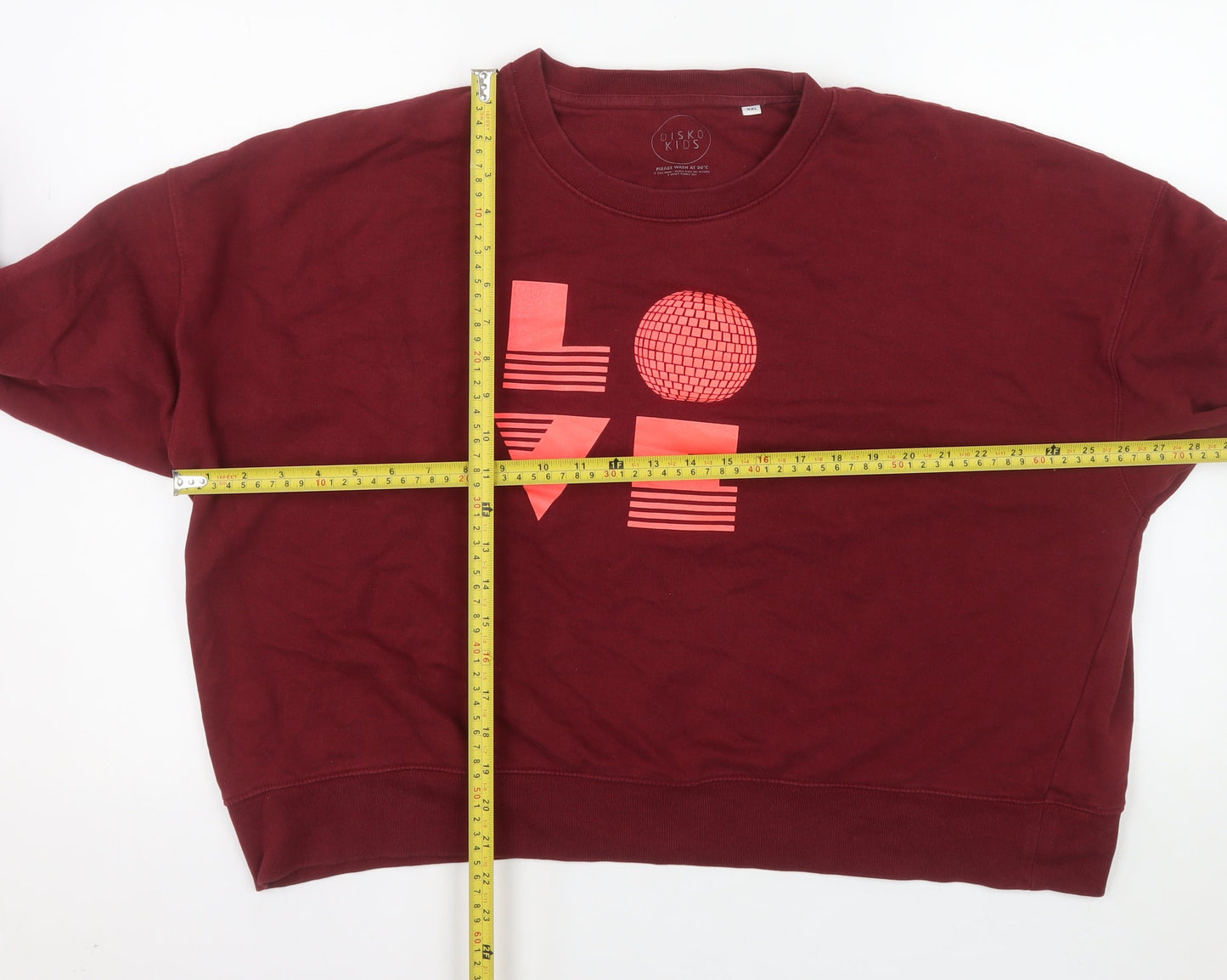 Disko Kids Womens Burgundy LOVE Pullover Sweatshirt XXL Organic Cotton