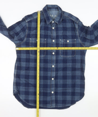 Gap 1969 Men's Blue Check Cotton Flannel Long Sleeve Shirt Size S