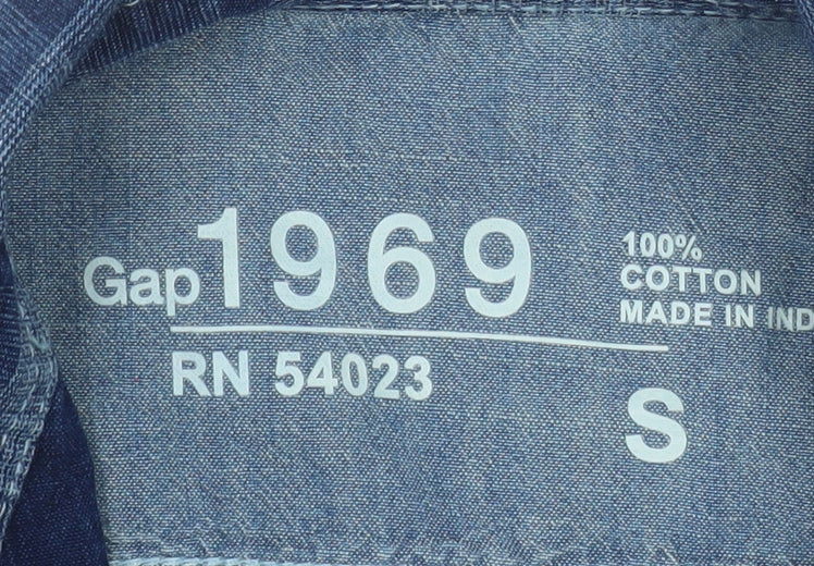Gap 1969 Men's Blue Check Cotton Flannel Long Sleeve Shirt Size S