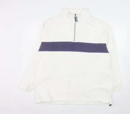 Sebago Men's White 2XL 1/4 Zip Cotton Pullover Sweatshirt