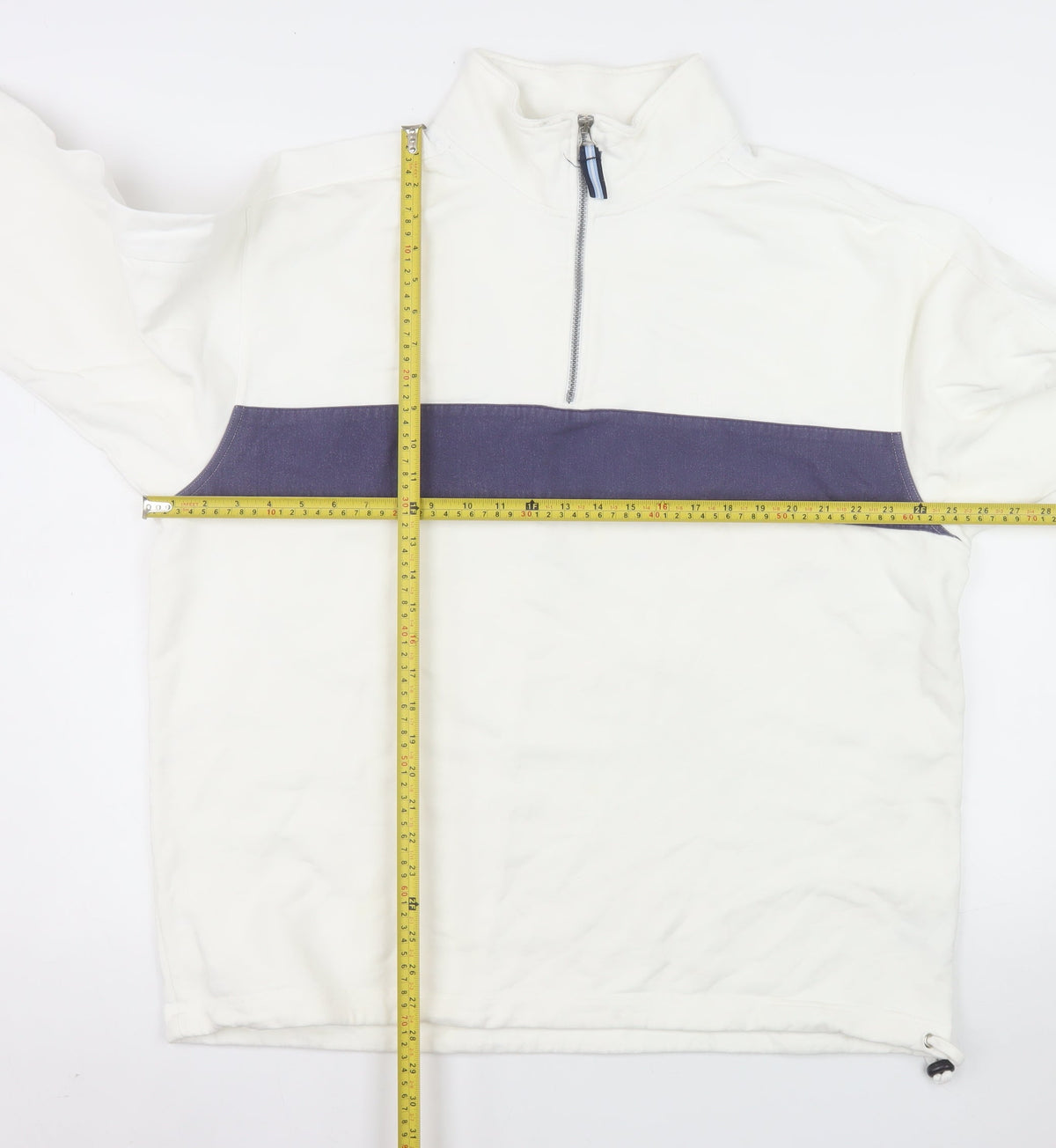 Sebago Men's White 2XL 1/4 Zip Cotton Pullover Sweatshirt