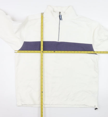 Sebago Men's White 2XL 1/4 Zip Cotton Pullover Sweatshirt