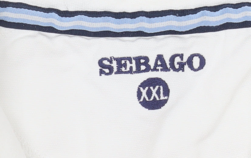 Sebago Men's White 2XL 1/4 Zip Cotton Pullover Sweatshirt