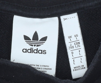 Adidas Men's Black Pullover Sweatshirt L Crew Neck Cotton Blend