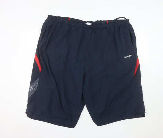 Reebok Mens Navy Blue 4XL Athletic Activewear Shorts with Drawstring Waist