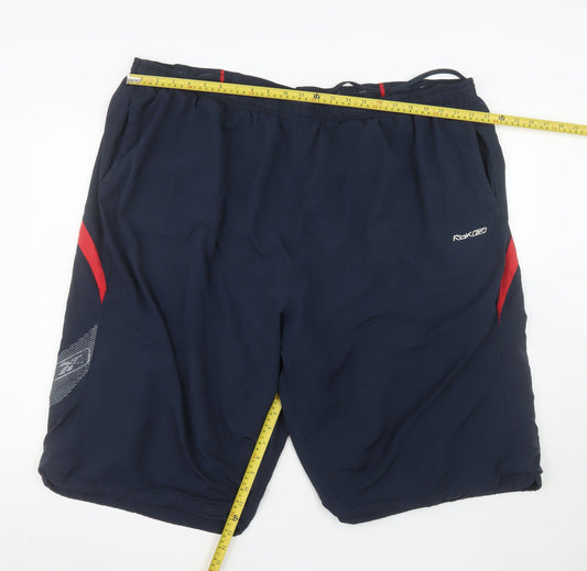 Reebok Mens Navy Blue 4XL Athletic Activewear Shorts with Drawstring Waist