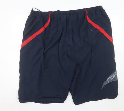 Reebok Mens Navy Blue 4XL Athletic Activewear Shorts with Drawstring Waist