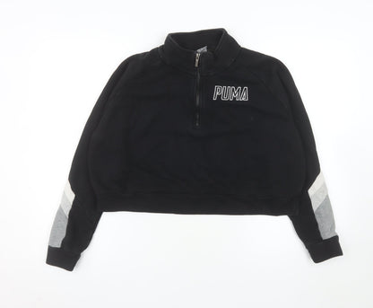 Puma Womens Black 1/4 Zip Cropped Sweatshirt Medium