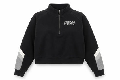 Puma Womens Black 1/4 Zip Cropped Sweatshirt Medium