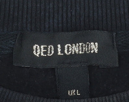 QED London Men's Black Tokyo Tiger Graphic Pullover Sweatshirt L