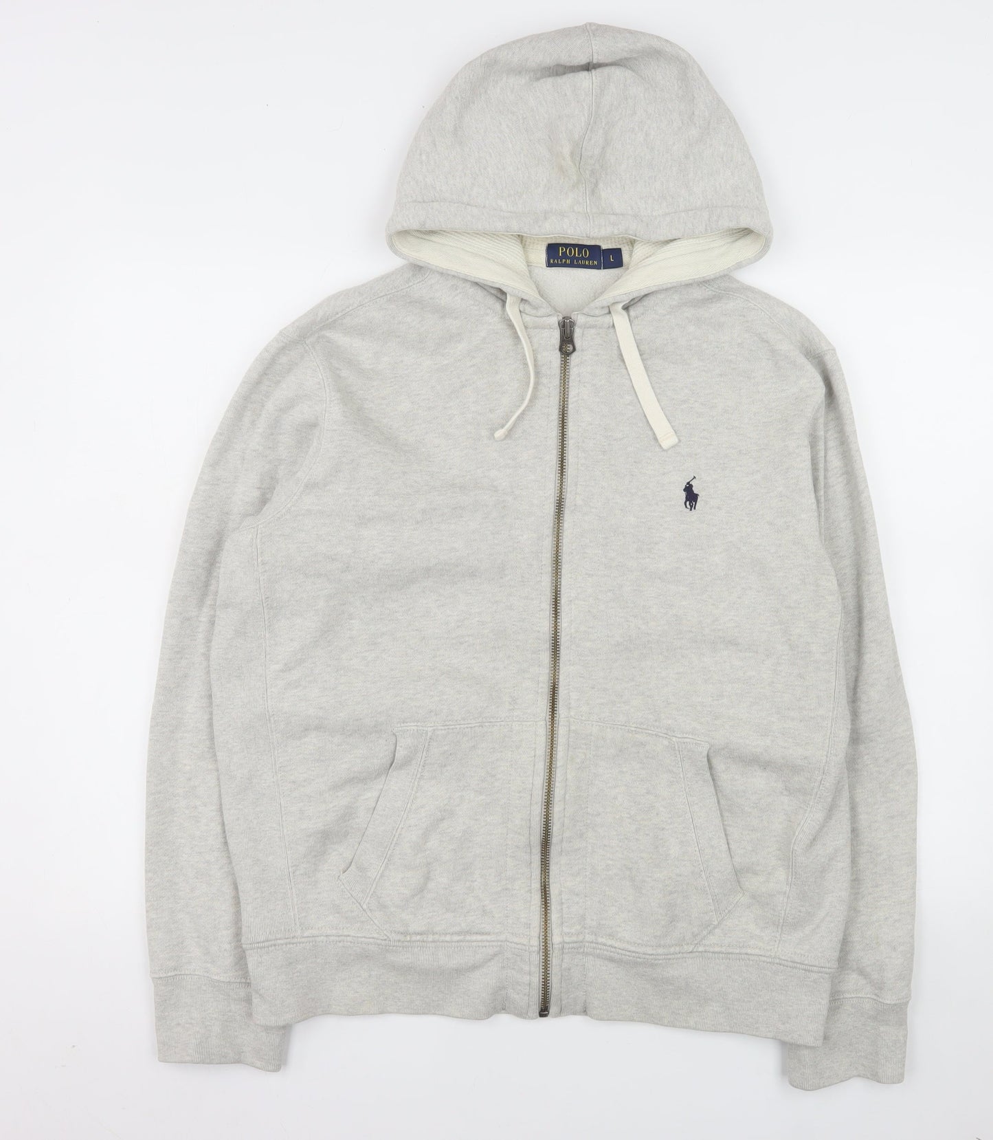 Ralph Lauren Men’s Grey L Basic Hooded Full Zip Jacket Lined Pockets