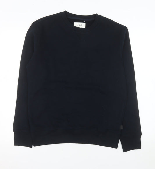 Marks and Spencer Men's Black Crew Neck Pullover Sweatshirt Size M