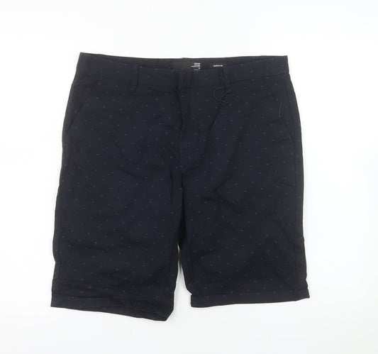 House Brand Men's Blue Chino Shorts M Regular Fit Cotton Blend