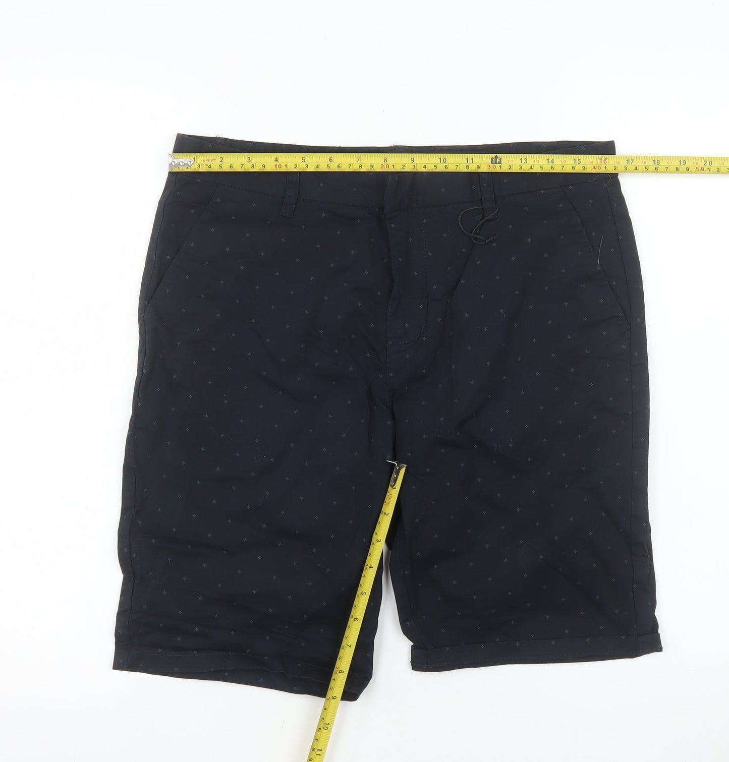 House Brand Men's Blue Chino Shorts M Regular Fit Cotton Blend