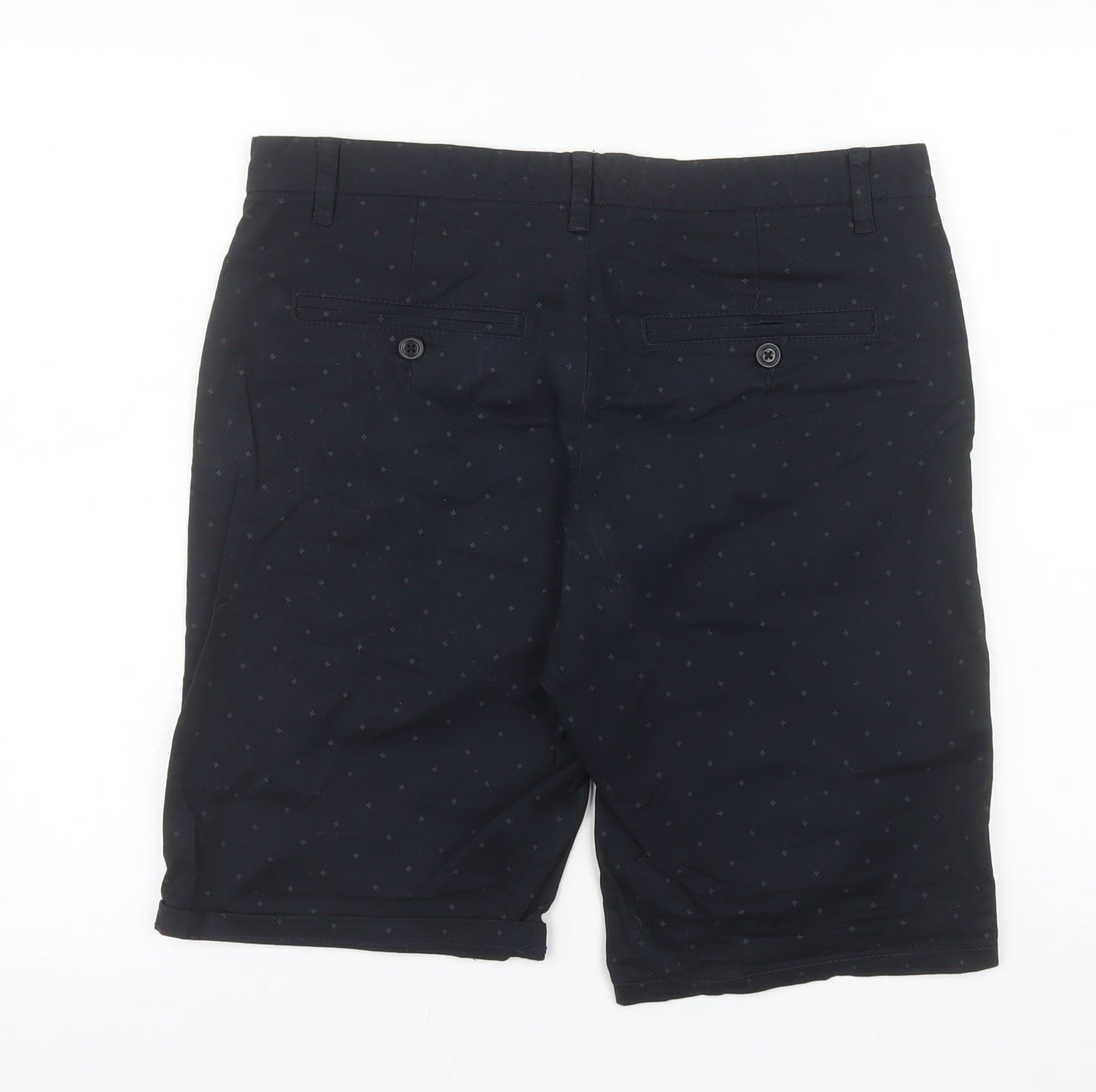 House Brand Men's Blue Chino Shorts M Regular Fit Cotton Blend