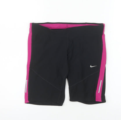Nike Womens Black Pink Dri-FIT Biker Shorts Size M - Athletic Fit
