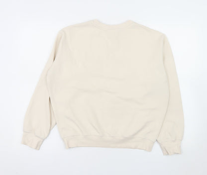 H&M Women's Beige Tennis Club Pullover Sweatshirt XS Cotton Blend