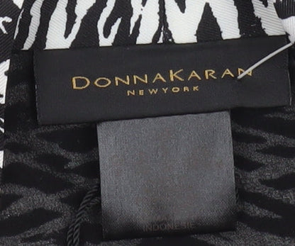 Donna Karan Women’s Black Animal Print Wrap Dress Size M Long Sleeve Knee Length