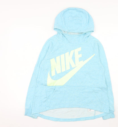Nike Womens Blue Pullover Hoodie Large Cotton Blend Sportswear