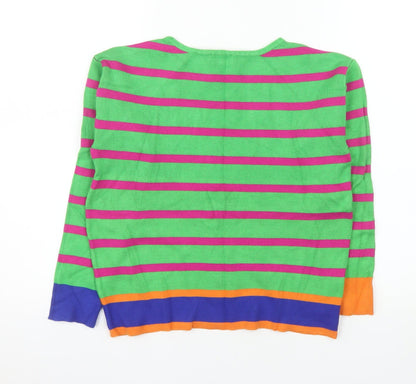 Surkana Women's Multicoloured Striped Crew Neck Pullover Jumper XS