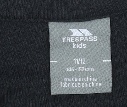 Trespass Boys Black 11-12 Years 1/4 Zip Fleece Sweatshirt
