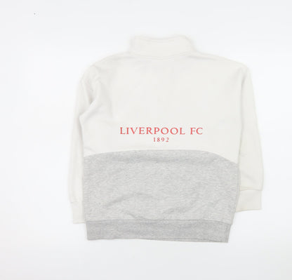 Liverpool FC Boys White Grey 1/2 Zip Sweatshirt 9-10 Years Lined Cotton Blend