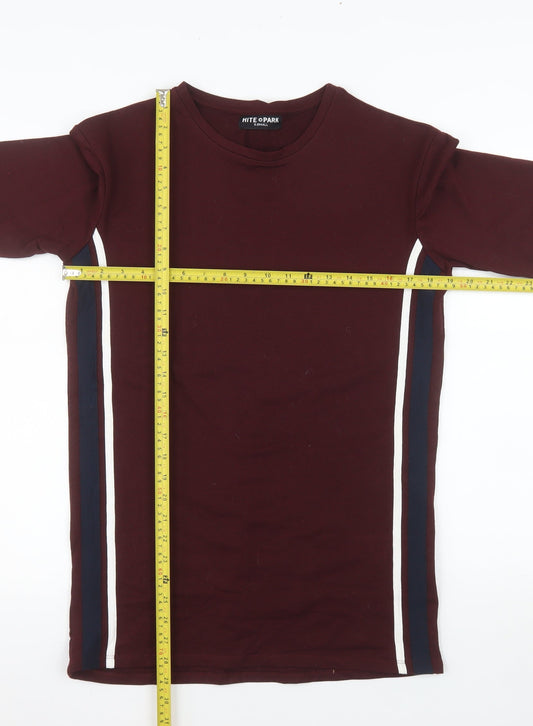 HITE PARK Unisex Adults Brown XS Slim Fit Crew Neck T-Shirt