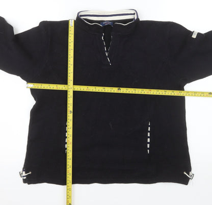 Saint James Women Black Wool Cotton Quarter Zip Sweatshirt UK 14