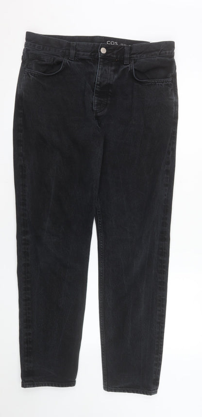 COS Women Black Mid Rise Tapered Jeans Size 33/32 Regular Fit