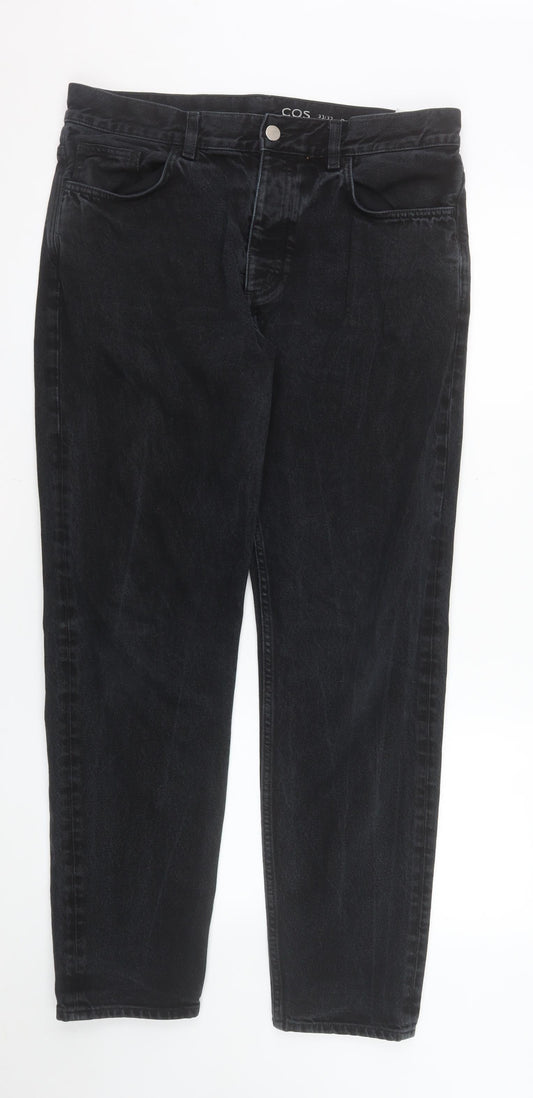 COS Women Black Mid Rise Tapered Jeans Size 33/32 Regular Fit