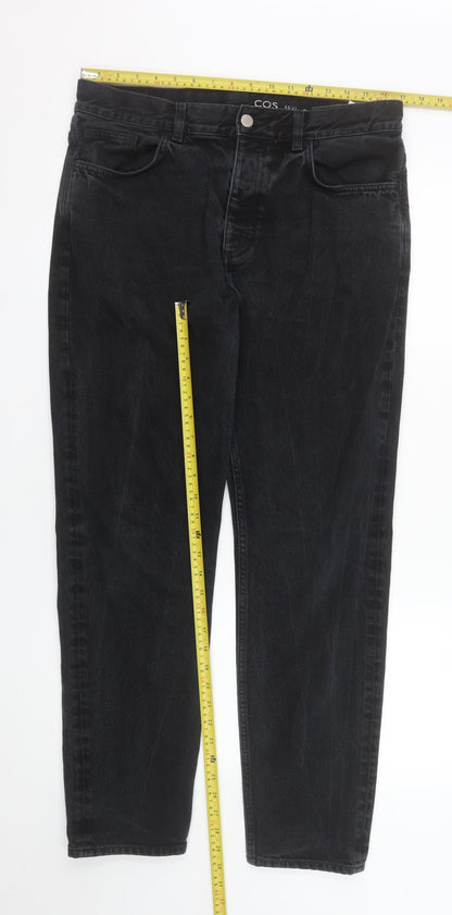 COS Women Black Mid Rise Tapered Jeans Size 33/32 Regular Fit