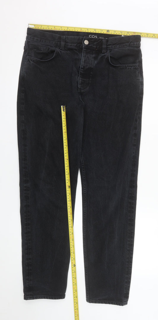 COS Women Black Mid Rise Tapered Jeans Size 33/32 Regular Fit