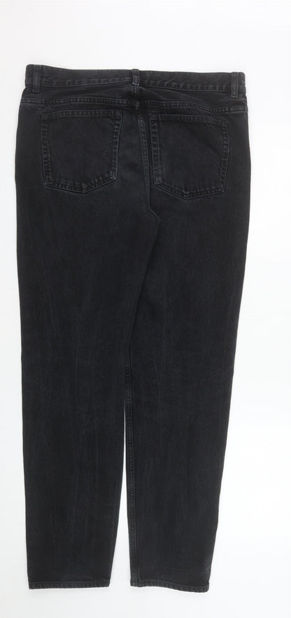 COS Women Black Mid Rise Tapered Jeans Size 33/32 Regular Fit