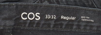COS Women Black Mid Rise Tapered Jeans Size 33/32 Regular Fit