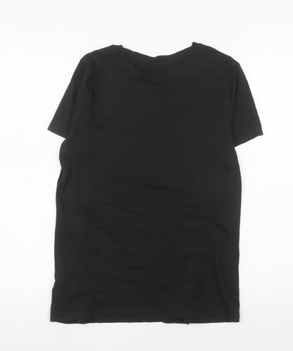 Puma Women's Black Floral Logo Crew Neck Short Sleeve T-Shirt M