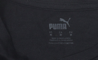 Puma Women's Black Floral Logo Crew Neck Short Sleeve T-Shirt M