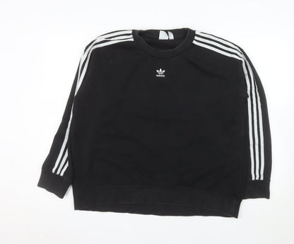 Adidas Womens Black Crew Neck Long Sleeve Pullover Sweatshirt Size 14