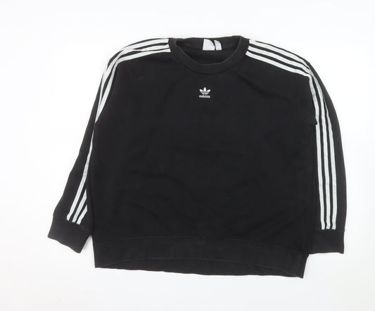 Adidas Womens Black Crew Neck Long Sleeve Pullover Sweatshirt Size 14