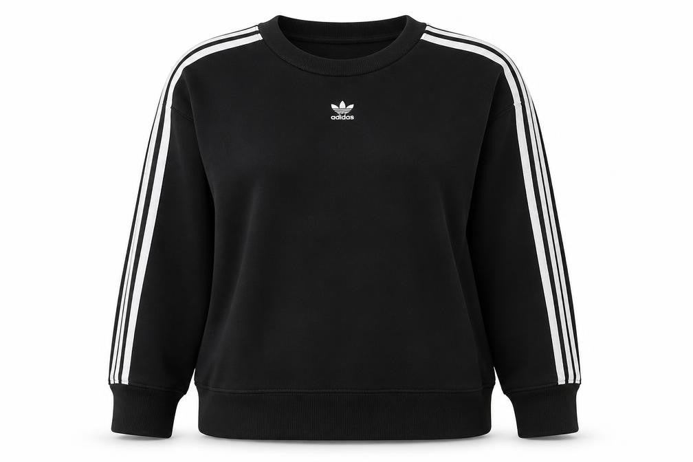 Adidas Womens Black Crew Neck Long Sleeve Pullover Sweatshirt Size 14