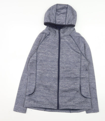 Zakti Women's Blue Hooded Full Zip Fleece Jacket UK 14