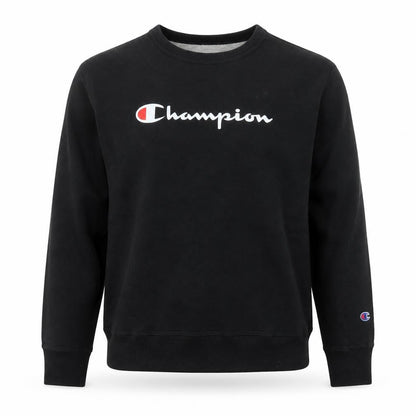 Champion Men's Black Pullover Sweatshirt L Logo Crew Neck Fleece