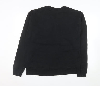 Champion Men's Black Pullover Sweatshirt L Logo Crew Neck Fleece