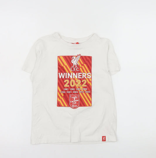 LFC Boys White 7-8 Years Cotton Carabao Cup 2022 Winners T-Shirt