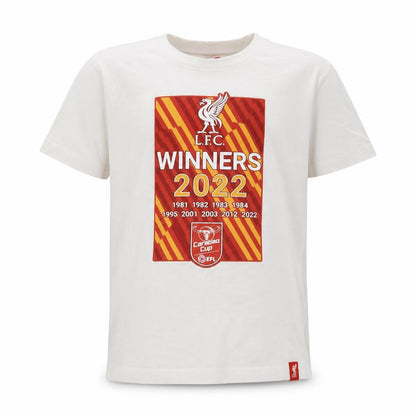 LFC Boys White 7-8 Years Cotton Carabao Cup 2022 Winners T-Shirt