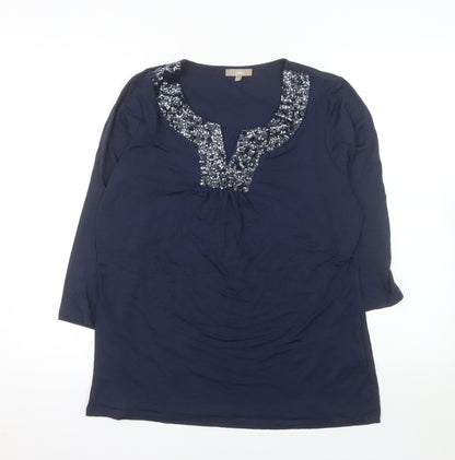 Soon Women's Blue Sequin V-Neck Tunic Top Size 14