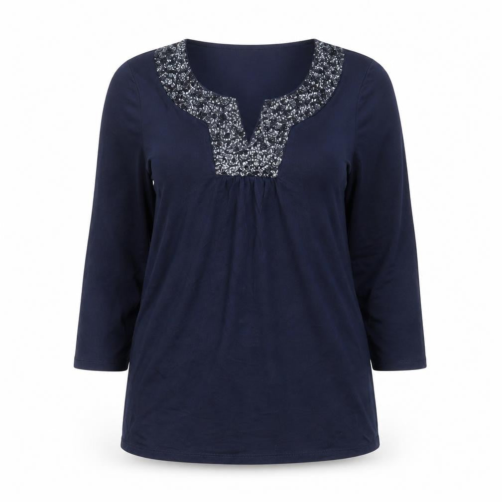 Soon Women's Blue Sequin V-Neck Tunic Top Size 14