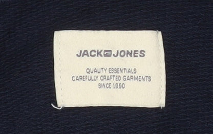 Jack & Jones Unisex Blue S Full Zip Hooded Cotton Jacket