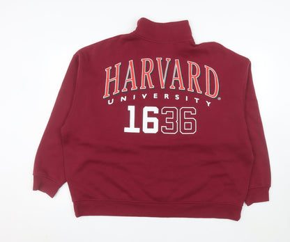 Primark Women Burgundy Harvard 1/2 Zip Sweatshirt Size L 14/16