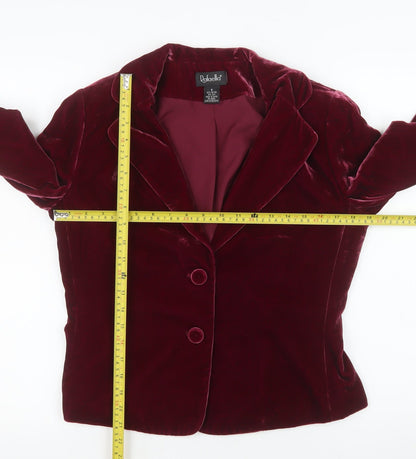 Rafaella Women's Red Velvet Blazer Size 8 Single Breasted Lined Jacket